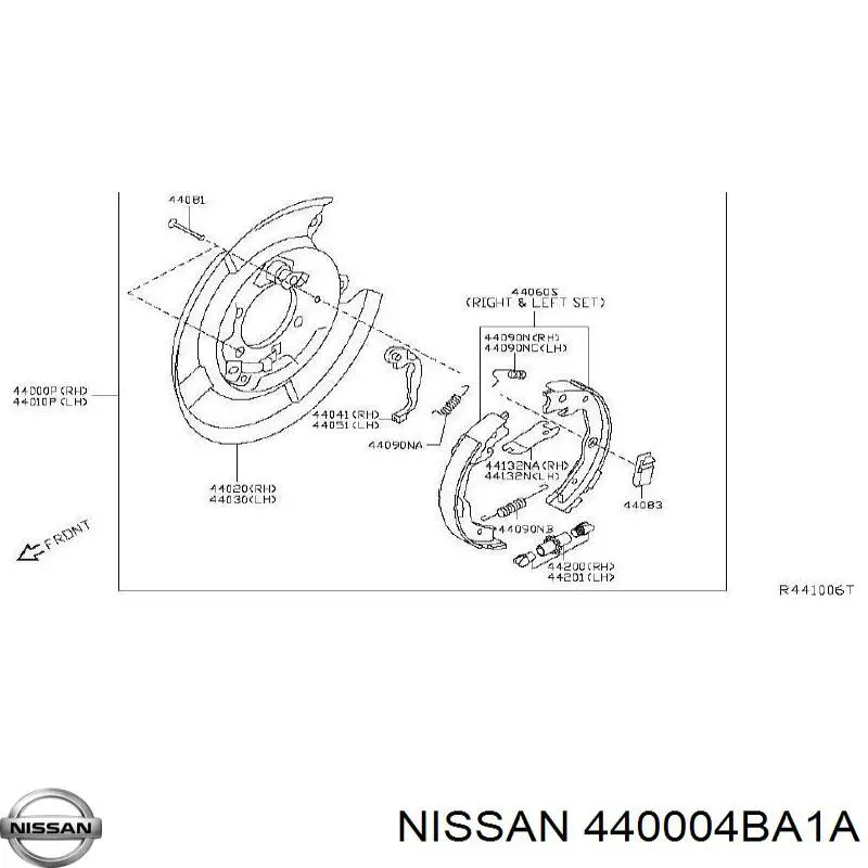 440004BA1A Nissan/Infiniti Диск опорний, заднього гальм. барабана, правий