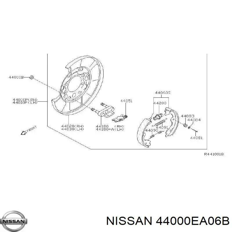 44000EA06B Nissan/Infiniti Диск опорний, заднього гальм. барабана, правий