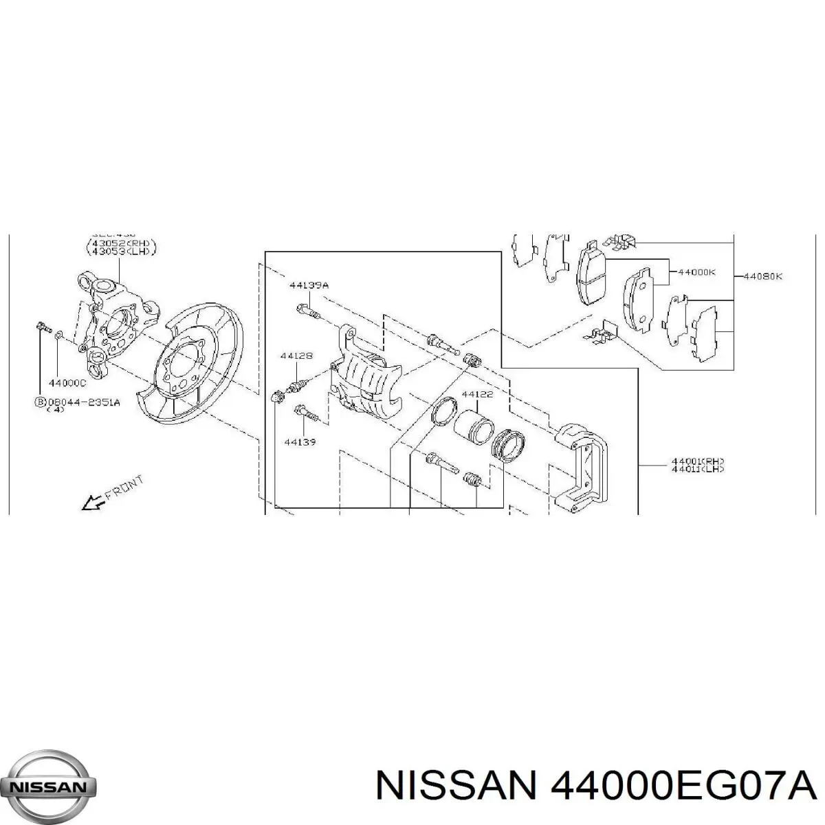 Купити 44000EG07A Nissan/Infiniti Гальмівні колодки гальма стоянки