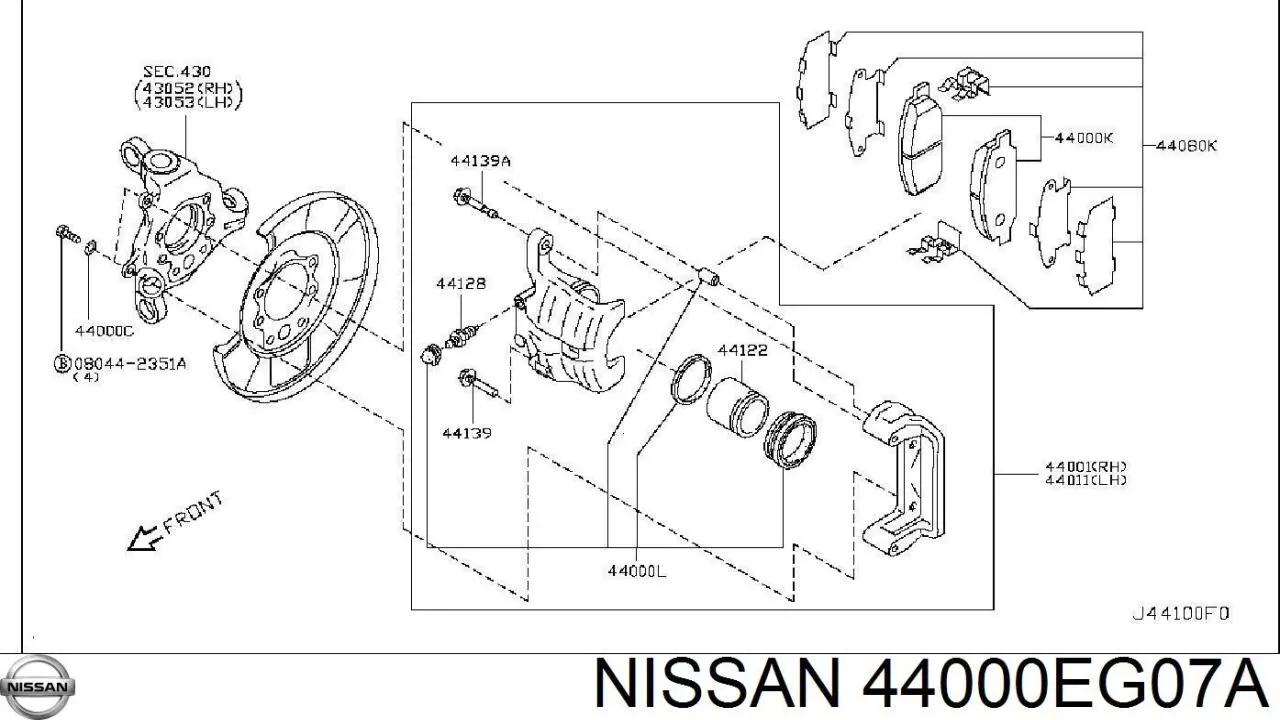 Колодки ручника / стоянкового гальма Nissan/Infiniti 44000EG07A ціна, від 21.83 USD