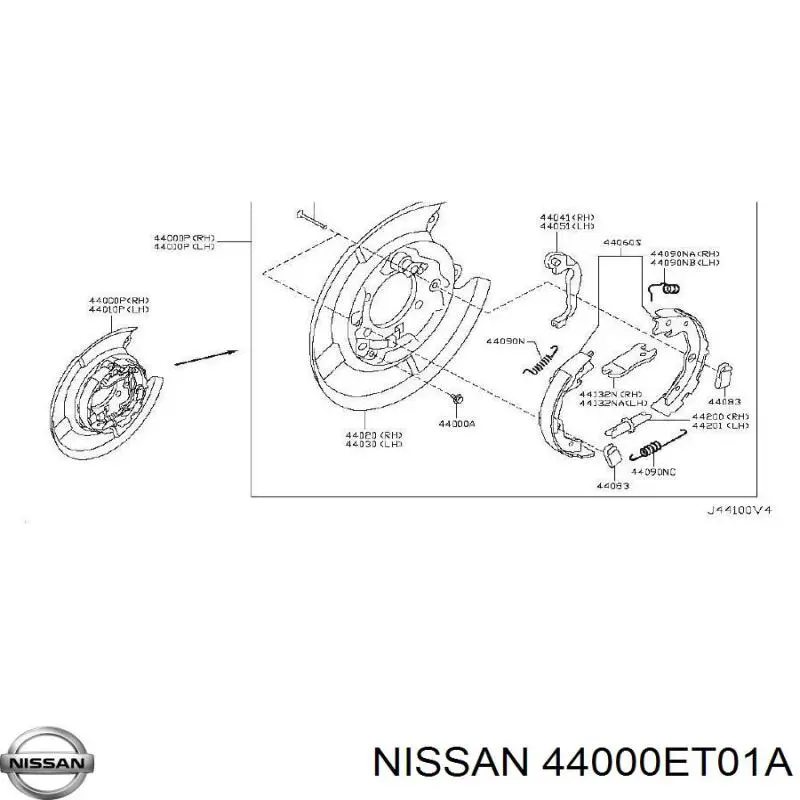 Диск опорний, заднього гальм. барабана, правий Nissan/Infiniti 44000ET01A ціна, від 24.07 USD
