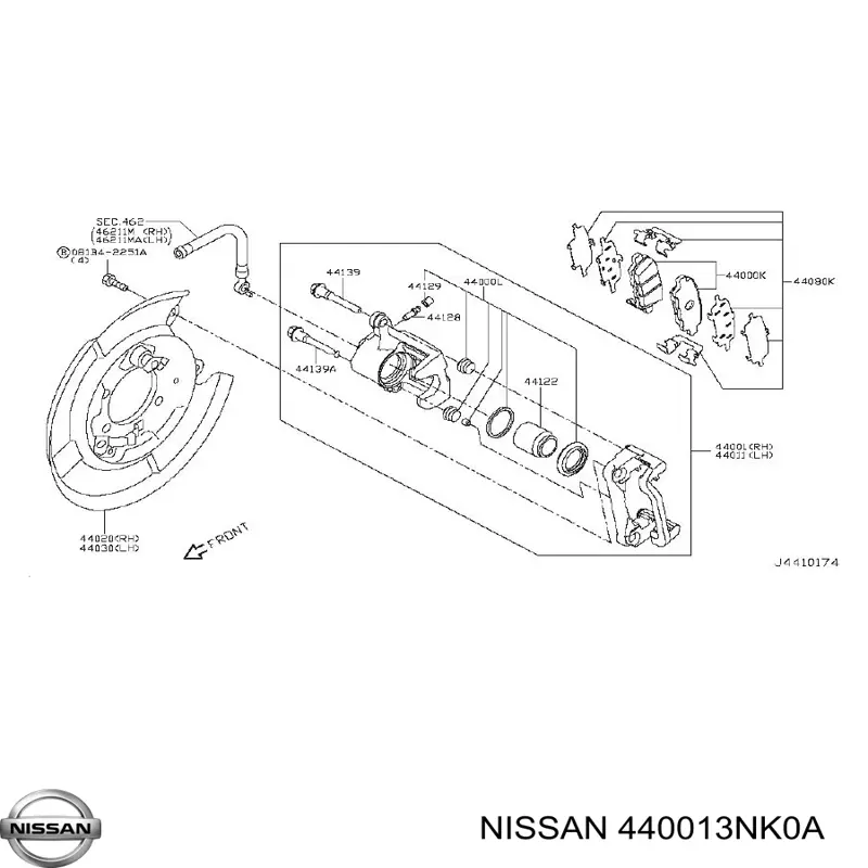 Супорт гальмівний задній правий Nissan Leaf (ZE0E) (Нісан Ліф)