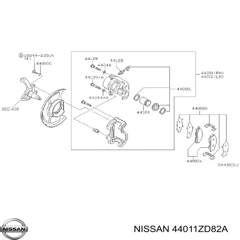Супорт гальмівний задній лівий Nissan/Infiniti 44011ZD82A ціна, від 157.18 USD