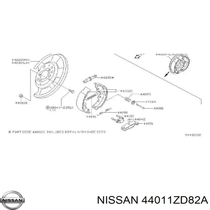 44011ZD82A Nissan/Infiniti Супорт гальмівний задній лівий