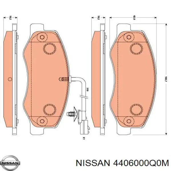 4406000Q0M Nissan колодки гальмові задні, дискові