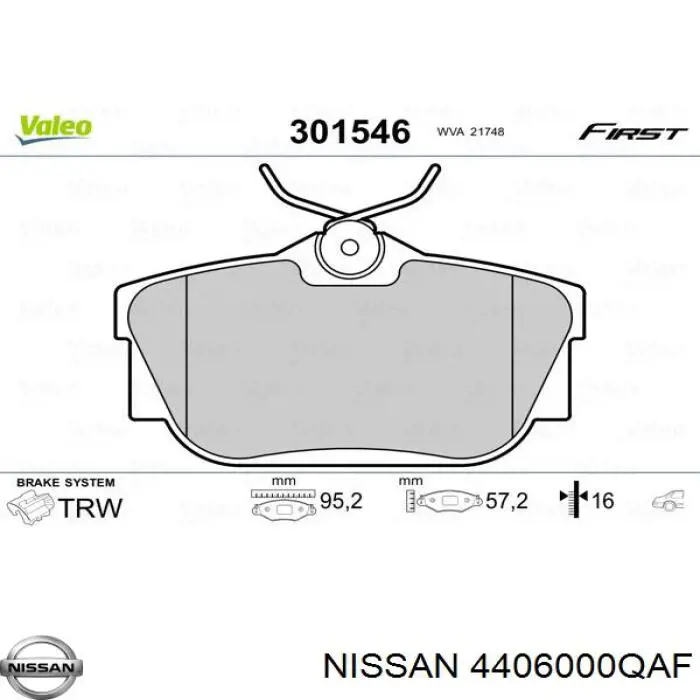 Задні гальмівні колодки Nissan/Infiniti 4406000QAF ціна, від 19.75 USD