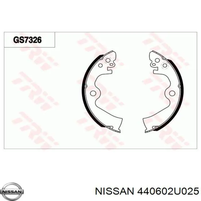 Колодки гальмові задні, барабанні 440602U025 Nissan