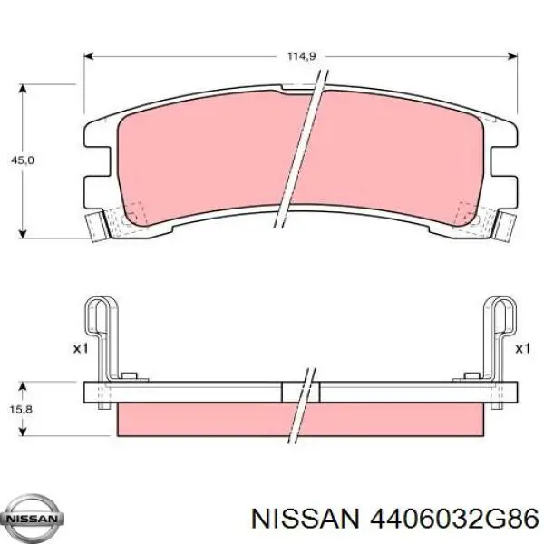 4406032G86 Nissan колодки гальмові задні, дискові