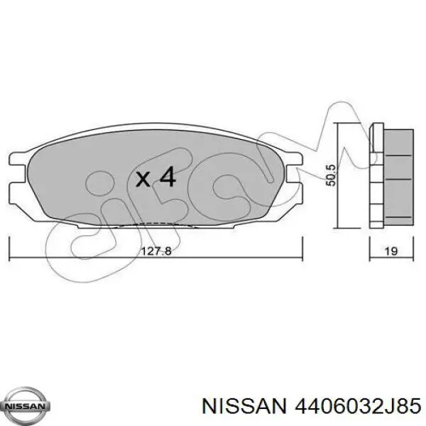 Колодки гальмові задні, дискові 4406032J85 Nissan