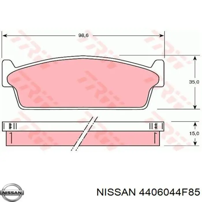 Задні гальмівні колодки Nissan/Infiniti 4406044F85 ціна, від 14.84 USD