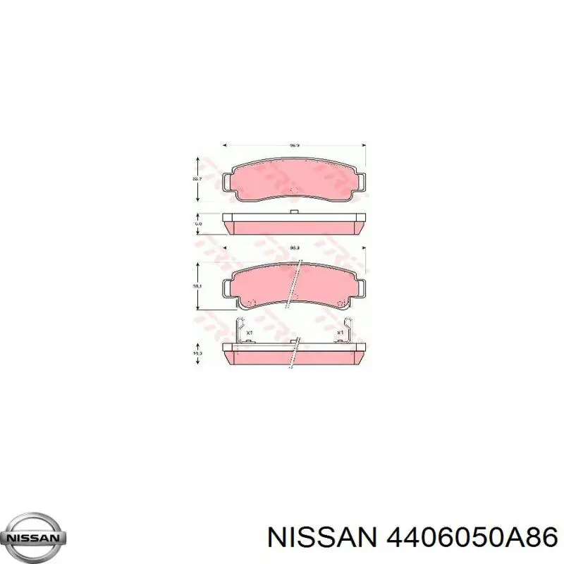 4406050A86 Nissan колодки гальмові задні, дискові