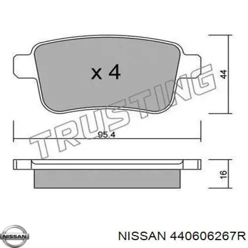 Колодки гальмові задні, дискові 440606267R Nissan