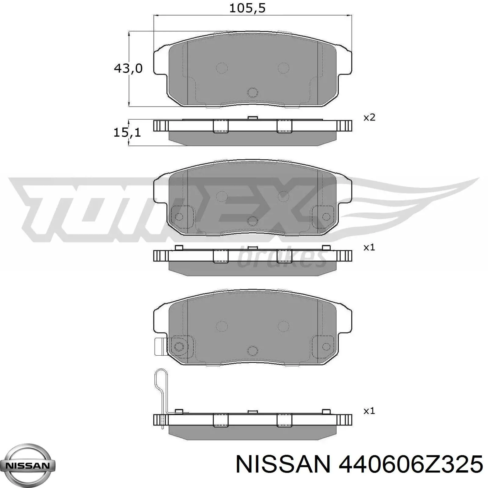440606Z325 Nissan колодки гальмові задні, дискові
