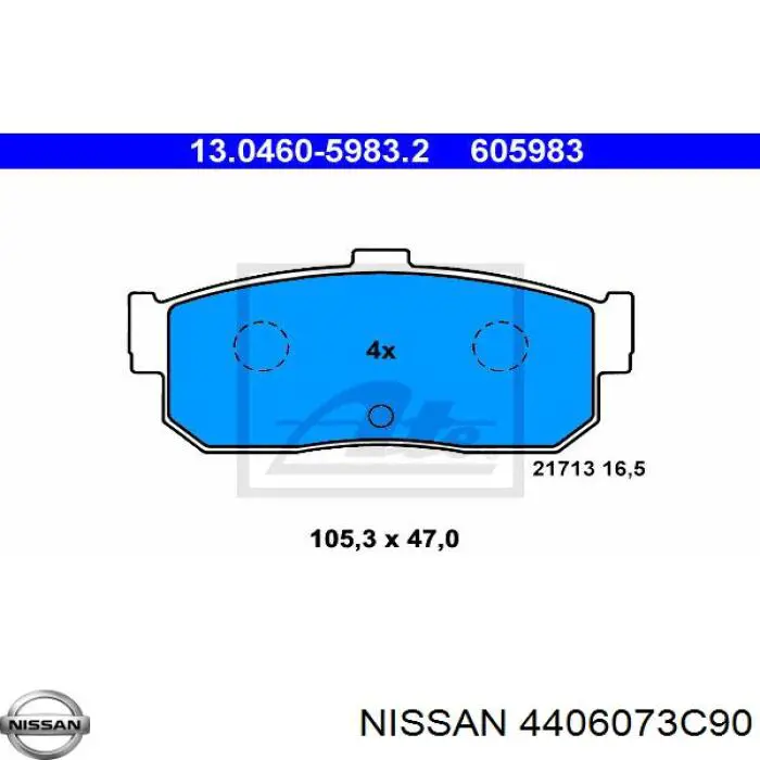 Колодки гальмові задні, дискові 4406073C90 Nissan