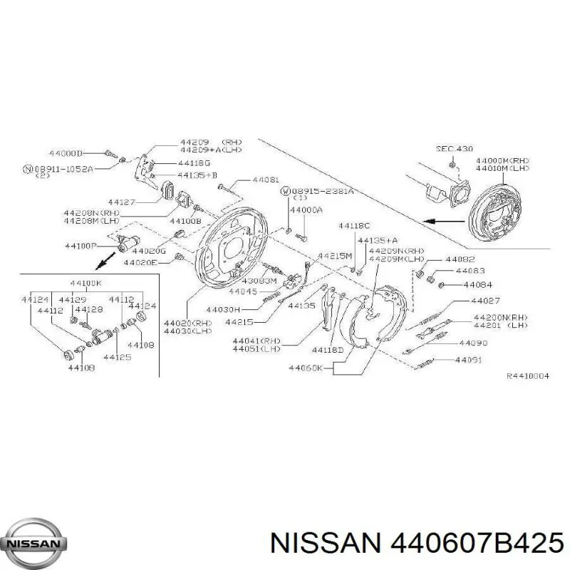 440607B425 Nissan колодки гальмові задні, барабанні