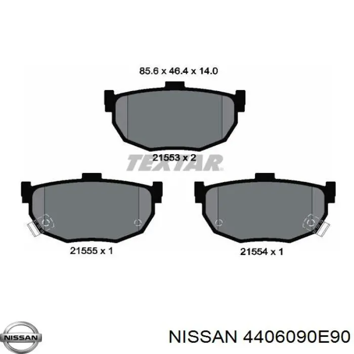 4406090E90 Nissan/Infiniti Колодки гальмівні задні, дискові