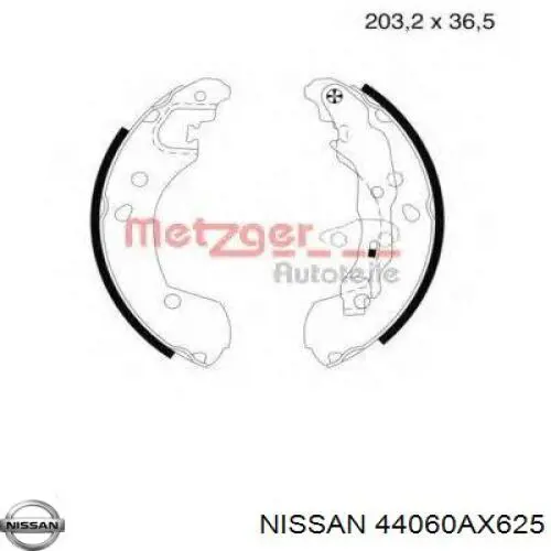 44060AX625 Nissan колодки гальмові задні, барабанні