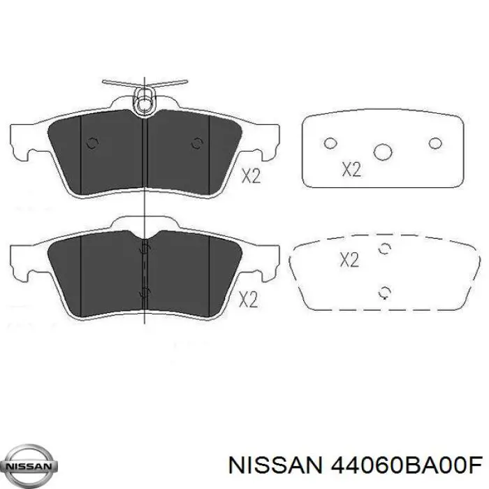 44060BA00F Nissan колодки гальмові задні, дискові