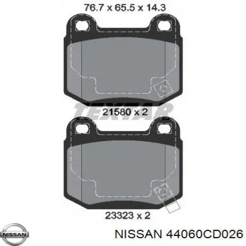 44060CD026 Nissan колодки гальмові задні, дискові
