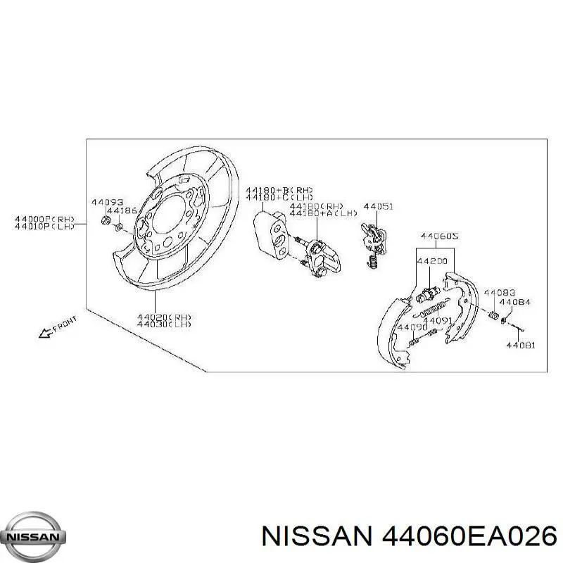 Купити 44060EA026 Nissan/Infiniti Гальмівні колодки гальма стоянки