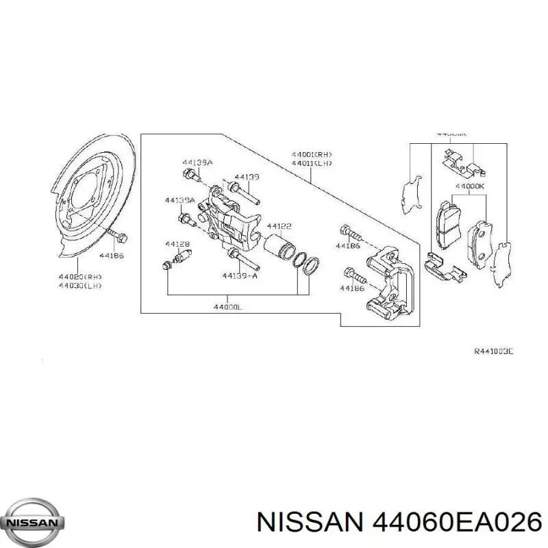 Колодки ручника / стоянкового гальма Nissan/Infiniti 44060EA026 ціна, від 29.65 USD