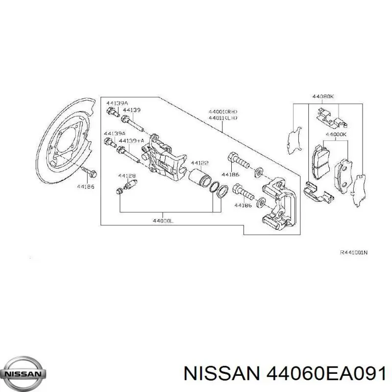 44060EA091 Nissan колодки гальмові задні, дискові