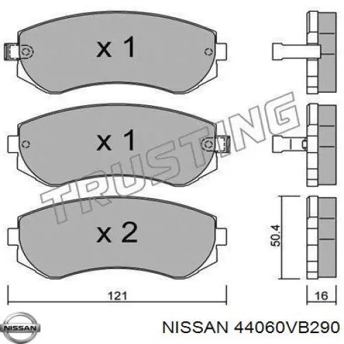 Колодки гальмівні передні, дискові 44060VB290 Nissan