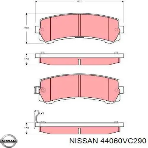 Задні гальмівні колодки Nissan/Infiniti D4060VC290 ціна, від 15.74 USD