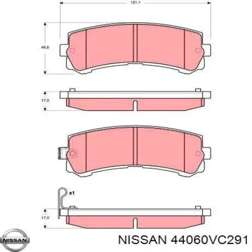 44060VC291 Nissan/Infiniti Колодки гальмівні задні, дискові