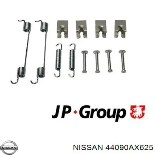 44090AX625 Nissan монтажний комплект задніх барабанних колодок