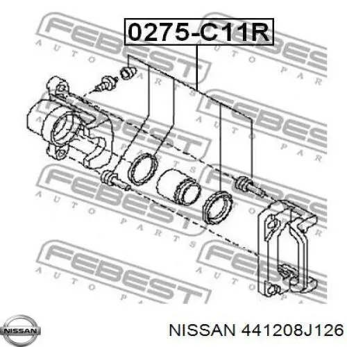 Ремкомплект супорту гальмівного заднього Nissan/Infiniti 441208J126 ціна, від 6.18 USD