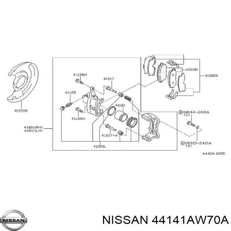 Болт гальмівного супорту 44141N9500 Nissan/Infiniti