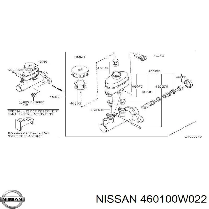 Циліндр головний гальма (Гідротормоз) Nissan/Infiniti 460100W022 ціна, від 458.47 USD