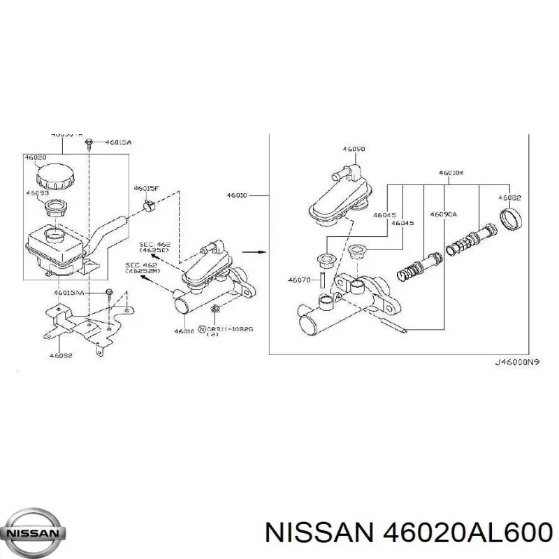 46020AL600 Nissan/Infiniti Кришка бачка головного гальмівного циліндра