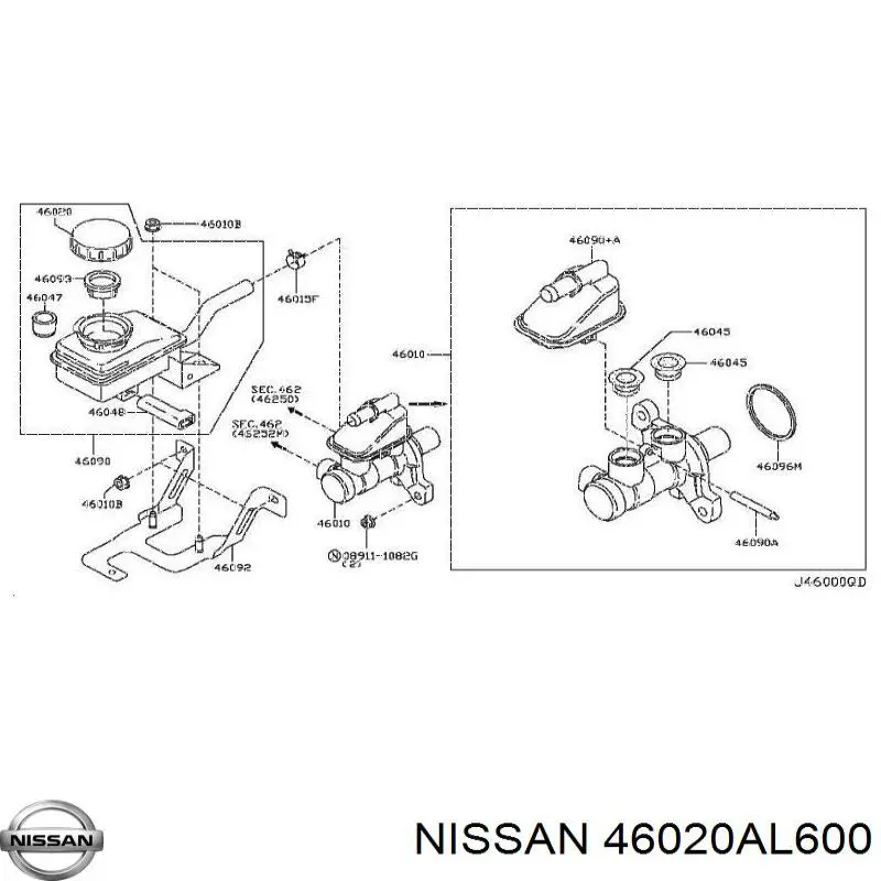 Кришка бачка головного гальмівного циліндру Nissan/Infiniti 46020AL600 ціна, від 12.67 USD