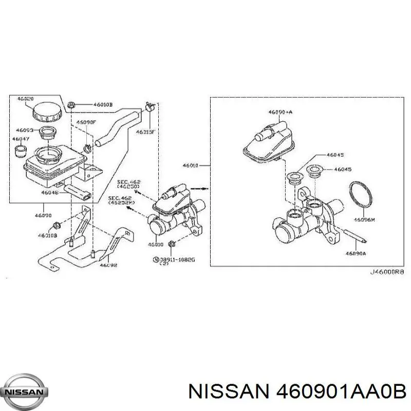 460901AA0B Nissan/Infiniti Бачок головного гальмівного циліндру