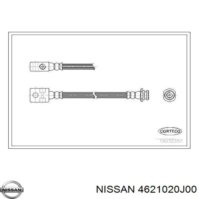 Шланг гальмівний передній, правий Nissan/Infiniti 4621020J00 ціна, від 14.86 USD