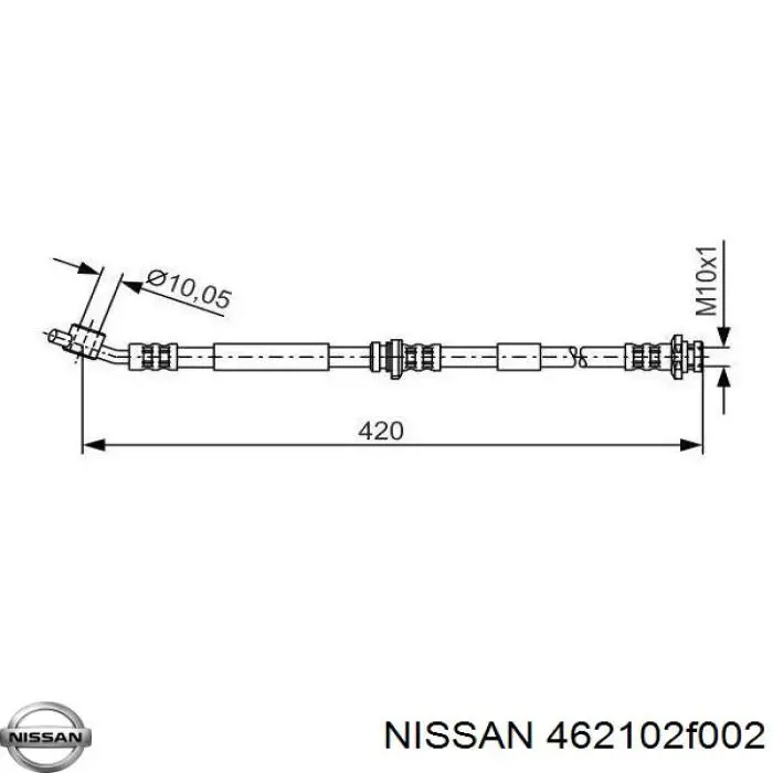 Шланг гальмівний передній, лівий 462102f002 NISSAN