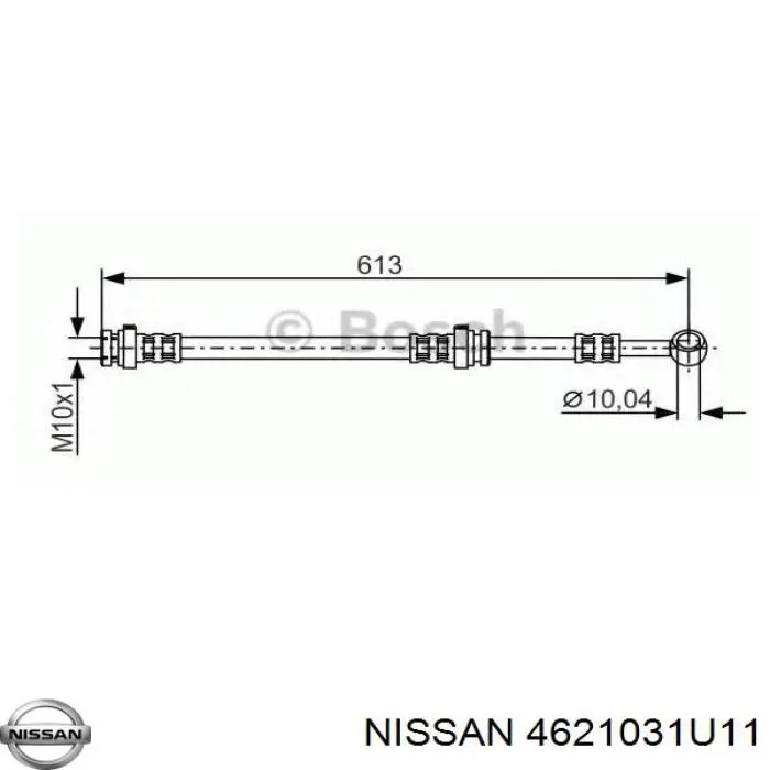 Шланг гальмівний задній, правий Nissan Maxima QX (A33) (Нісан Максіма)