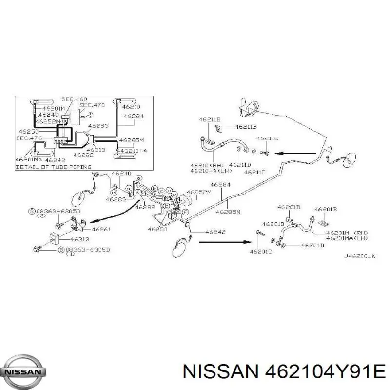 Купити 462104Y91E Nissan/Infiniti Шланг гальмівний передній, лівий