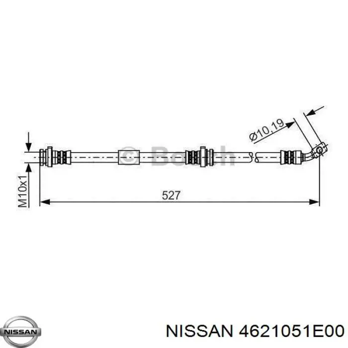 Шланг гальмівний передній Nissan/Infiniti 4621051E00 ціна, від 45.61 USD
