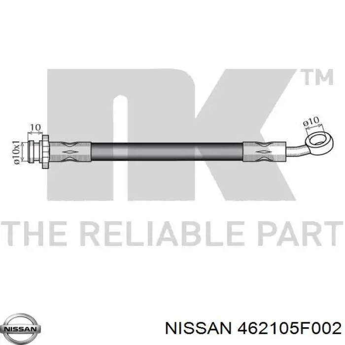 Шланг гальмівний передній Nissan/Infiniti 462105F002 ціна, від 10.46 USD