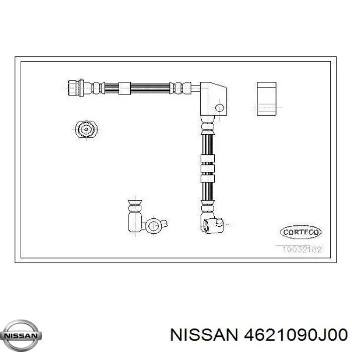 4621090J00 Nissan шланг гальмівний передній, правий