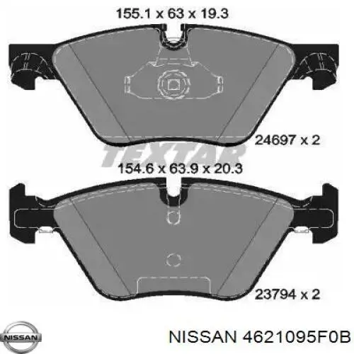Шланг гальмівний передній, правий Nissan/Infiniti 4621095F0B ціна, від 11.47 USD