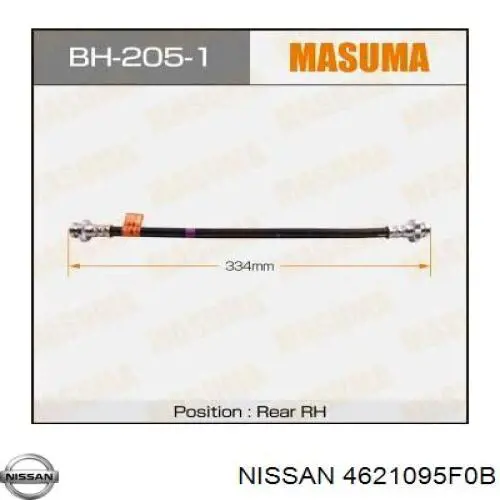Купити 4621095F0B Nissan/Infiniti Шланг гальмівний передній, правий