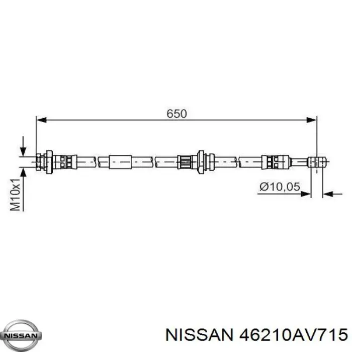 Купити 46210AV715 Nissan/Infiniti Шланг гальмівний задній, правий