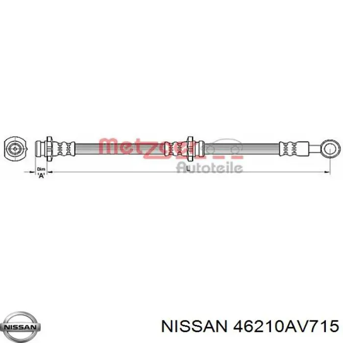 Шланг гальмівний задній, правий Nissan/Infiniti 46210AV715 ціна, від 17.77 USD