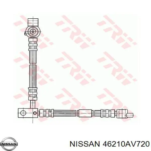 46210AV720 Nissan шланг гальмівний передній, правий
