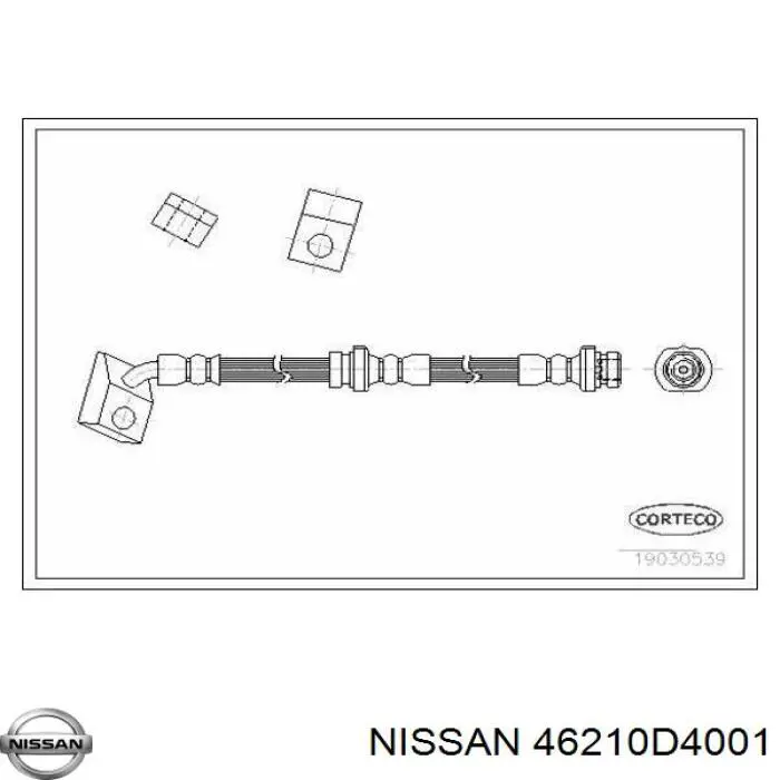 Шланг гальмівний передній, правий на Nissan Bluebird (U11)
