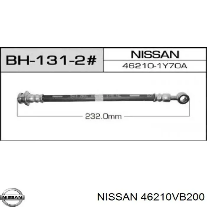 Шланг гальмівний задній, правий Nissan/Infiniti 46210VB200 ціна, від 8.86 USD